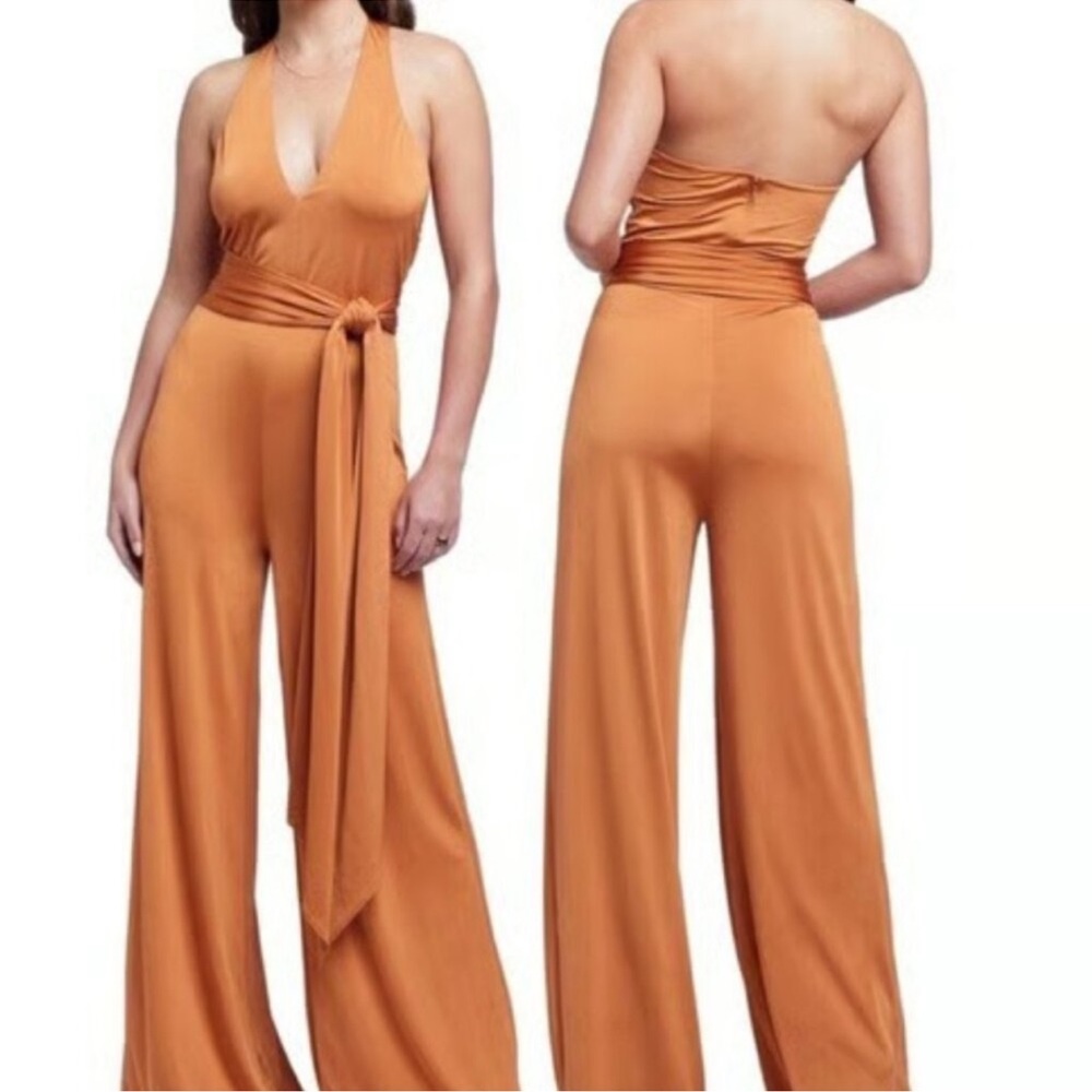 L'AGENCE Vibrant Orange Halter Jumpsuit